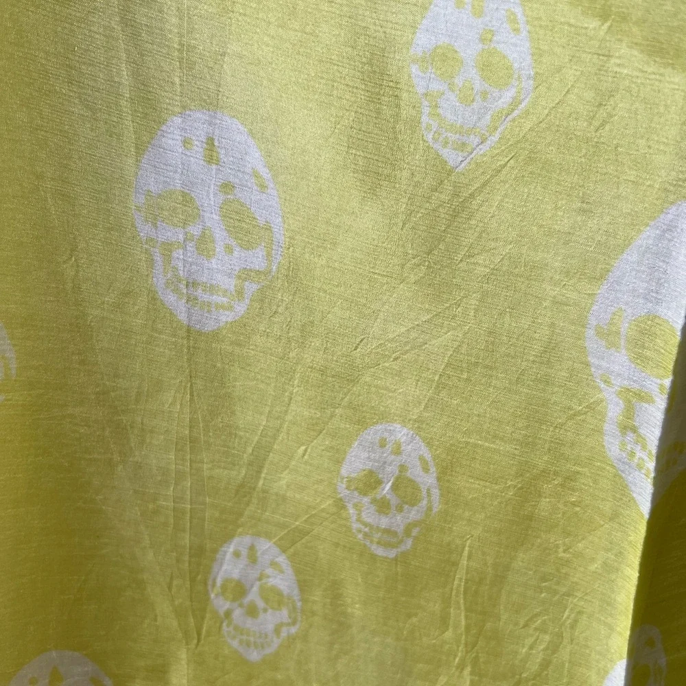Raj Anthropologie Neon Yellow Skull Print Square Scarf NWT 41